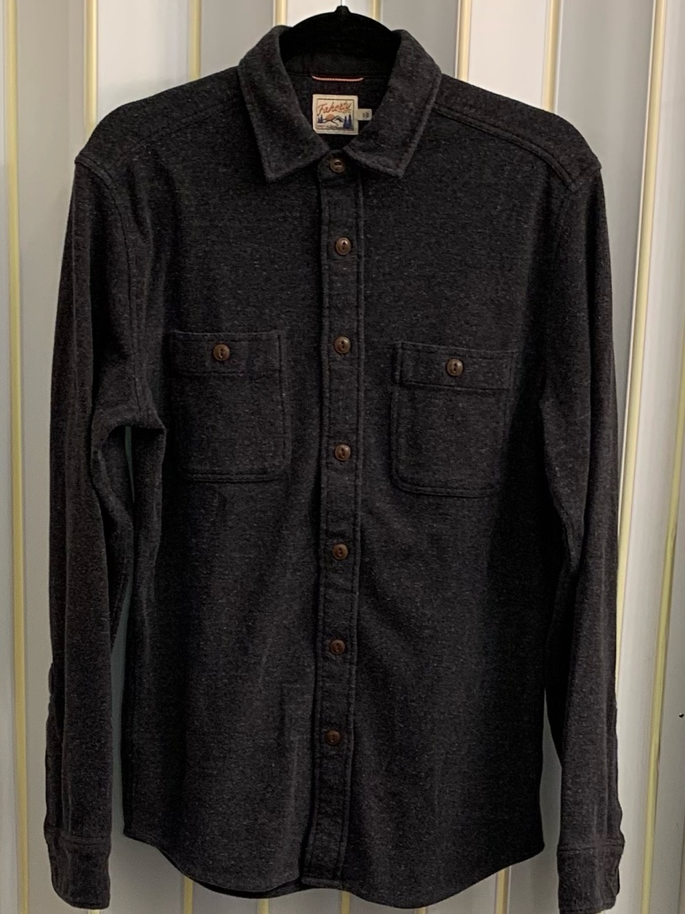 Faherty Men's Legend Sweater Shirt in Heathered Black Twill Ultra Soft